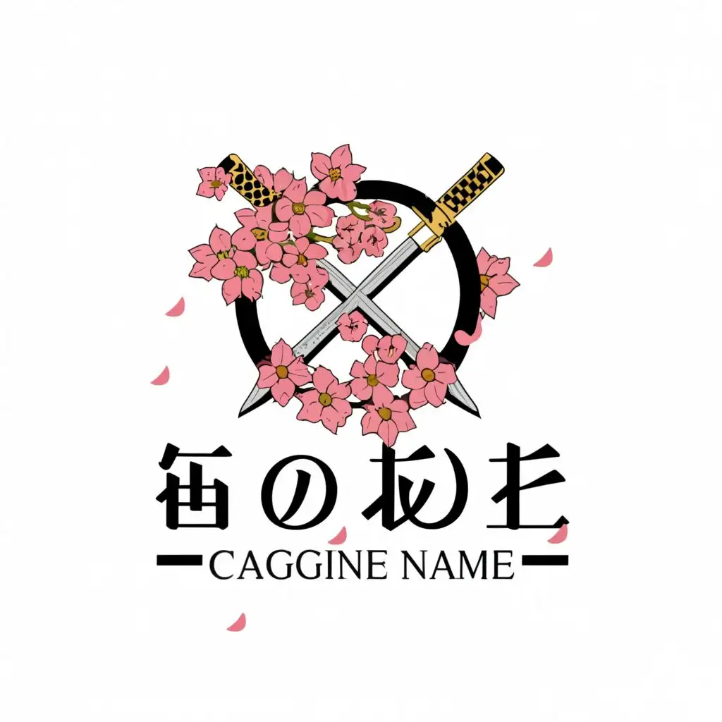 a logo design,with the text 'Buchi', main symbol:Katana sword with cherry blossom on it and make the katana the centre of attention and under the logo the name Buchi in Japanese letters and less diversity of colors,complex,be used in Restaurant industry,clear background