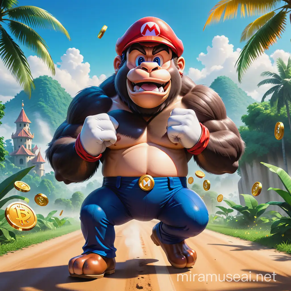 Humorous MoneyHungryGorillas Crypto Coin Character Inspired by Super Mario Brothers