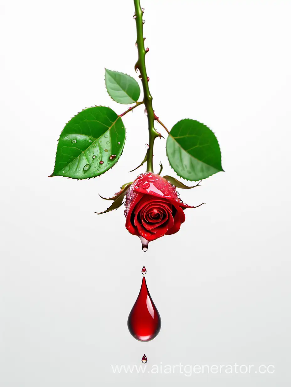 Red Rose water drop 4k hd  with fresh lush green leaves on white background
