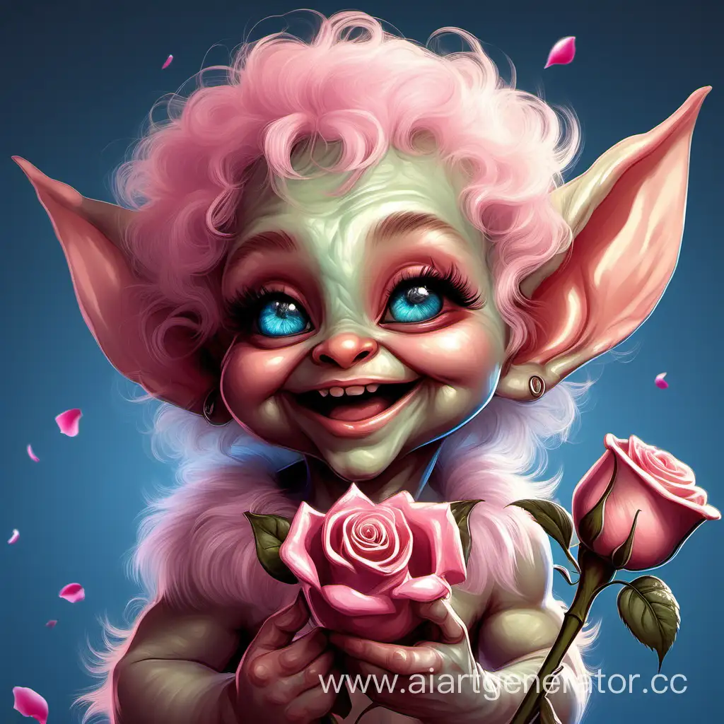 Adorable-Fluffy-Baby-Goblin-Holding-a-Rose-Cute-Fantasy-Creature-with-Pink-Fur-and-Blue-Eyes