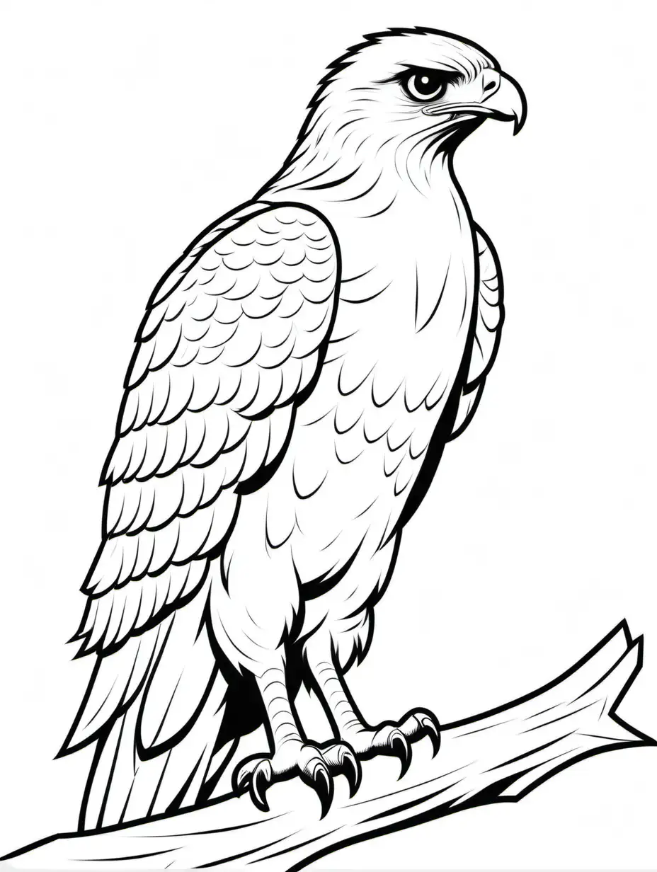 Adorable Hawk Coloring Page Simple and Cute Line Art for Relaxation