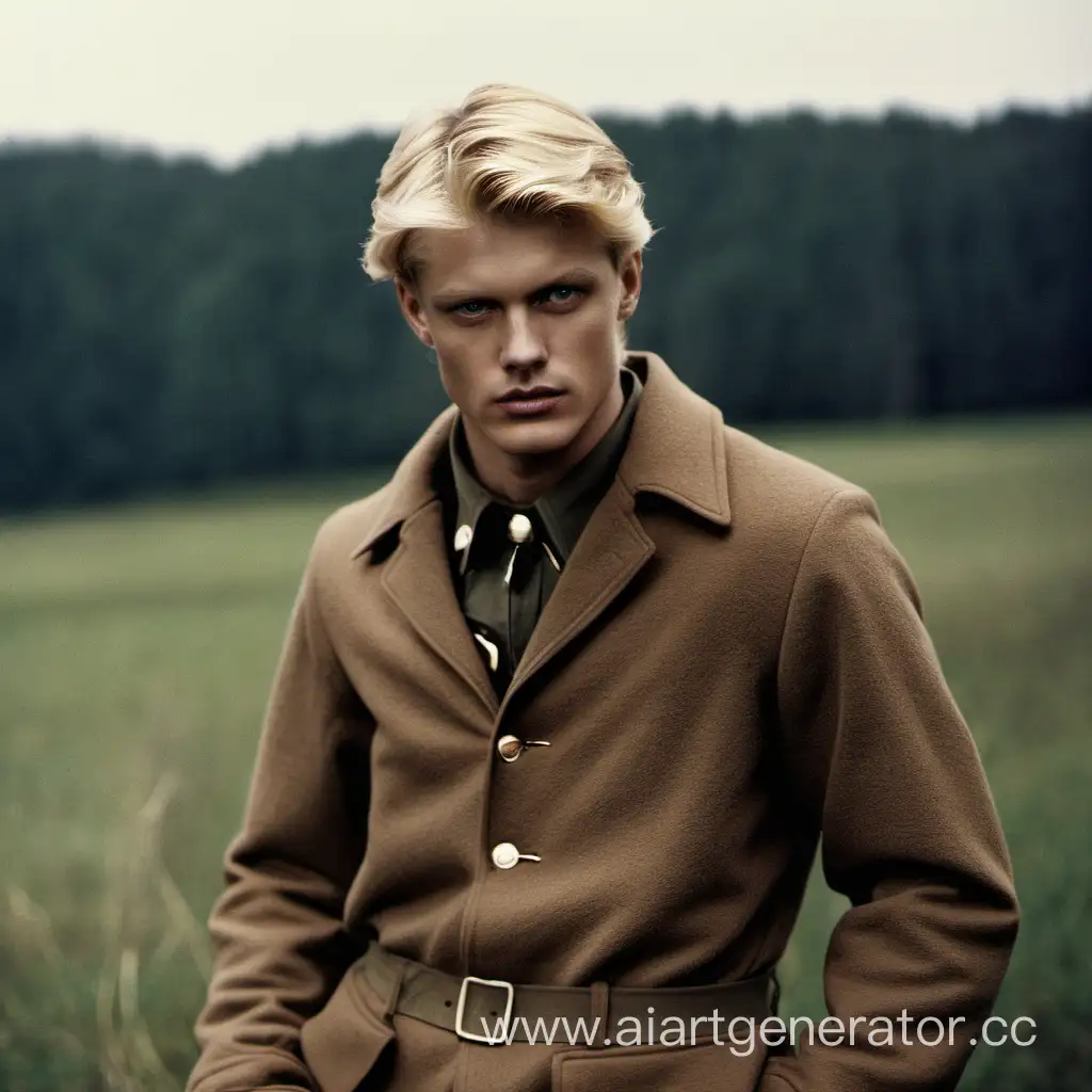 Blond-Man-in-a-Hunters-Suit-in-a-Forest-Setting