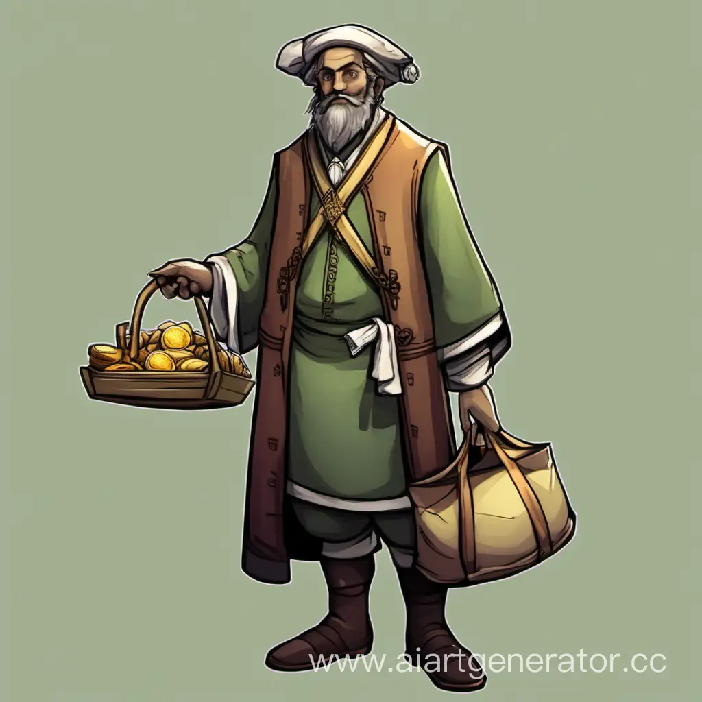 The character is a merchant