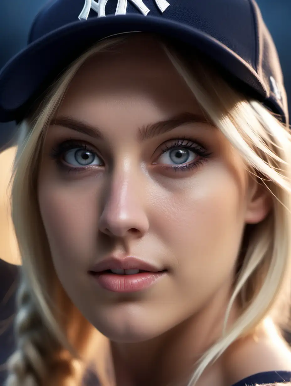 Seductive Nordic Woman with New York Yankees Cap in Soft Light