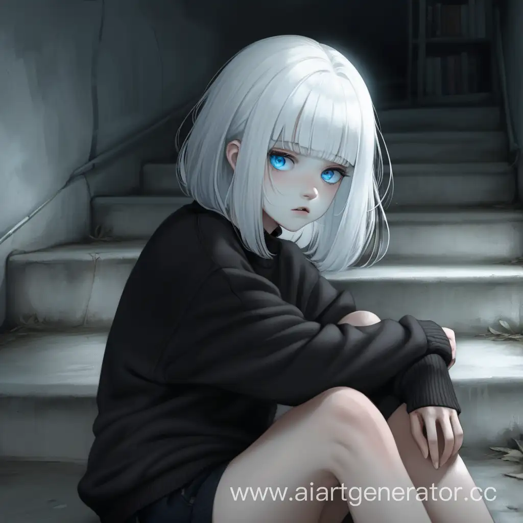 Lonely-Girl-with-White-Hair-in-Creepy-Atmosphere