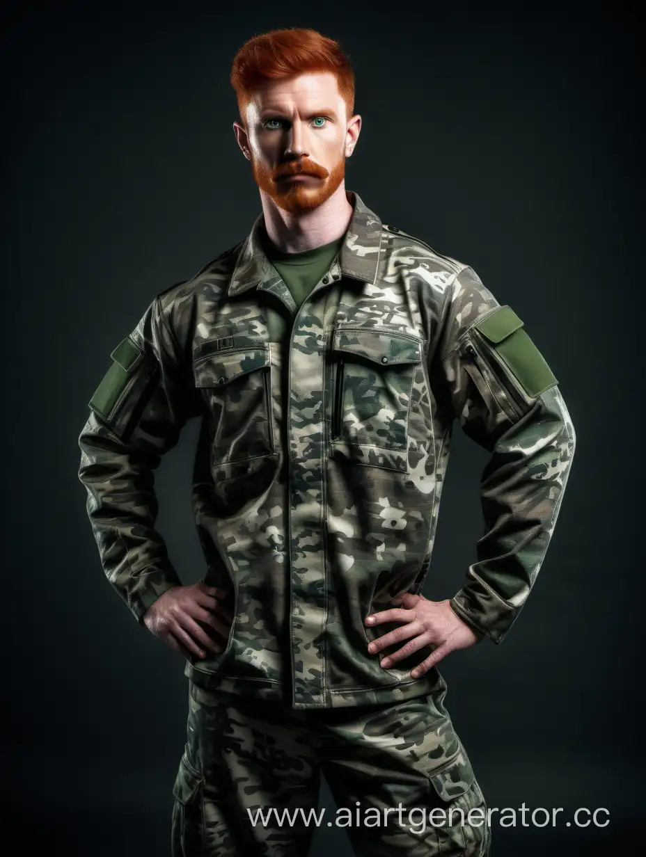 Confident-RedHaired-Man-in-Camouflage-Suit-with-Piercing-Gaze