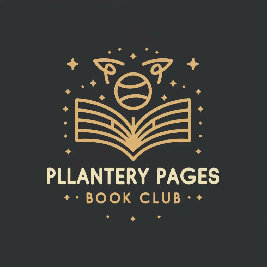 a logo design,with the text "Planetary Pages Book Club", main symbol:Book and Planet,Moderate,clear background