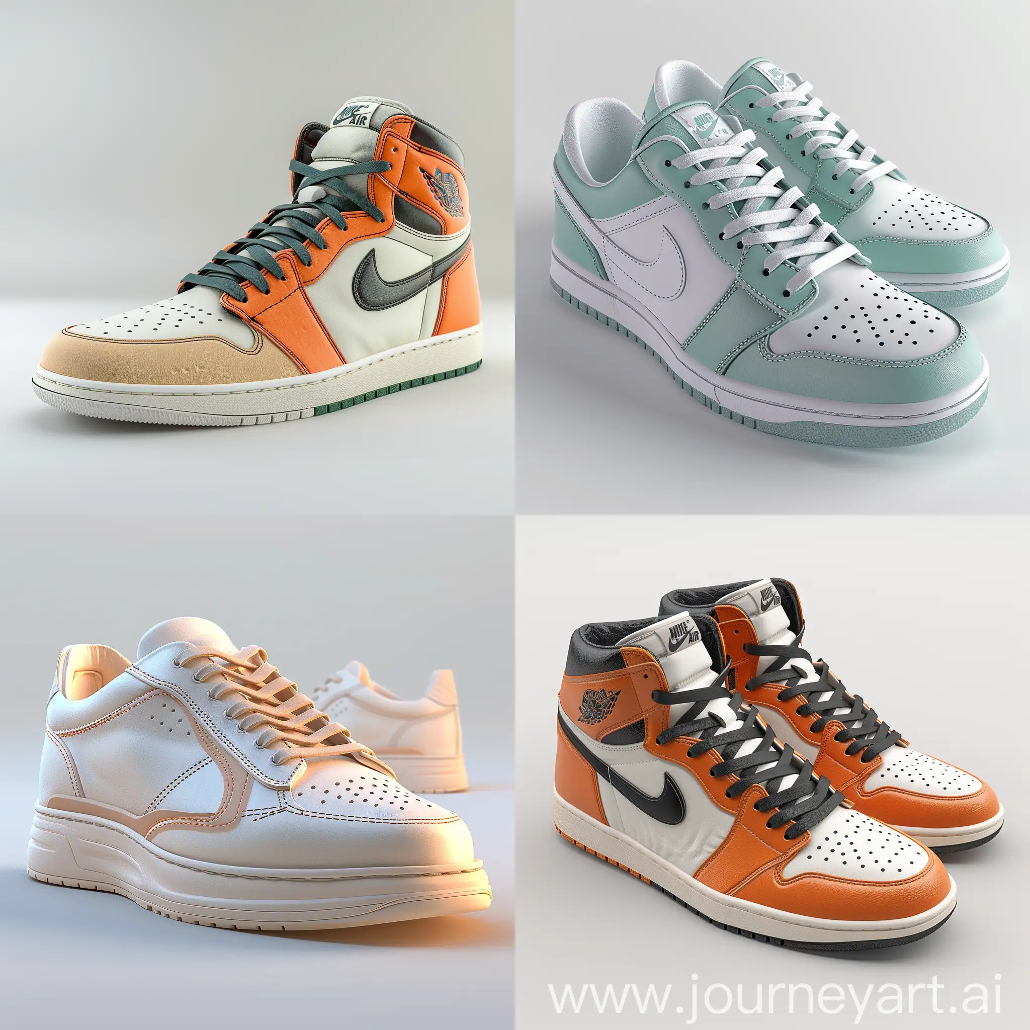 3D Sneakers, By Alberto Seveso, advanced color scheme, high detail, studio lighting, white background, 8k UHD, C4D, blender, OC rendering --stylize 250 