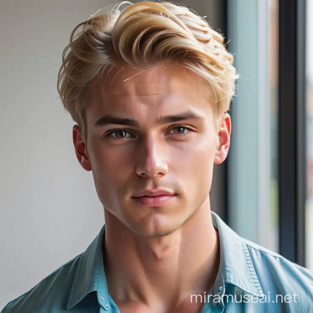 Handsome Young Blond Man with a Confident Smile