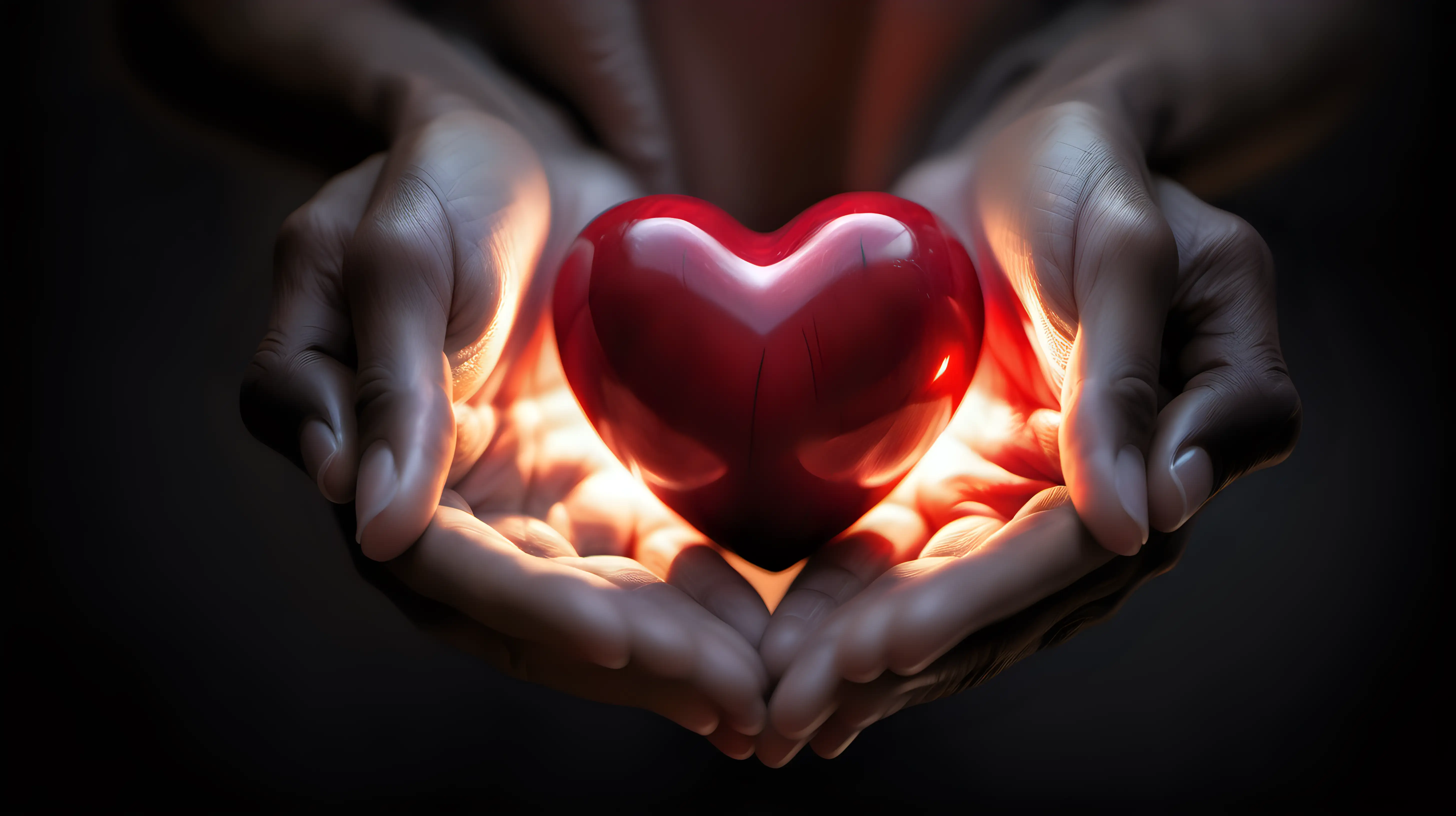 HeartHealthy Lifestyle Concept Holding Glowing Heart with Exercise and Nutrition Imagery