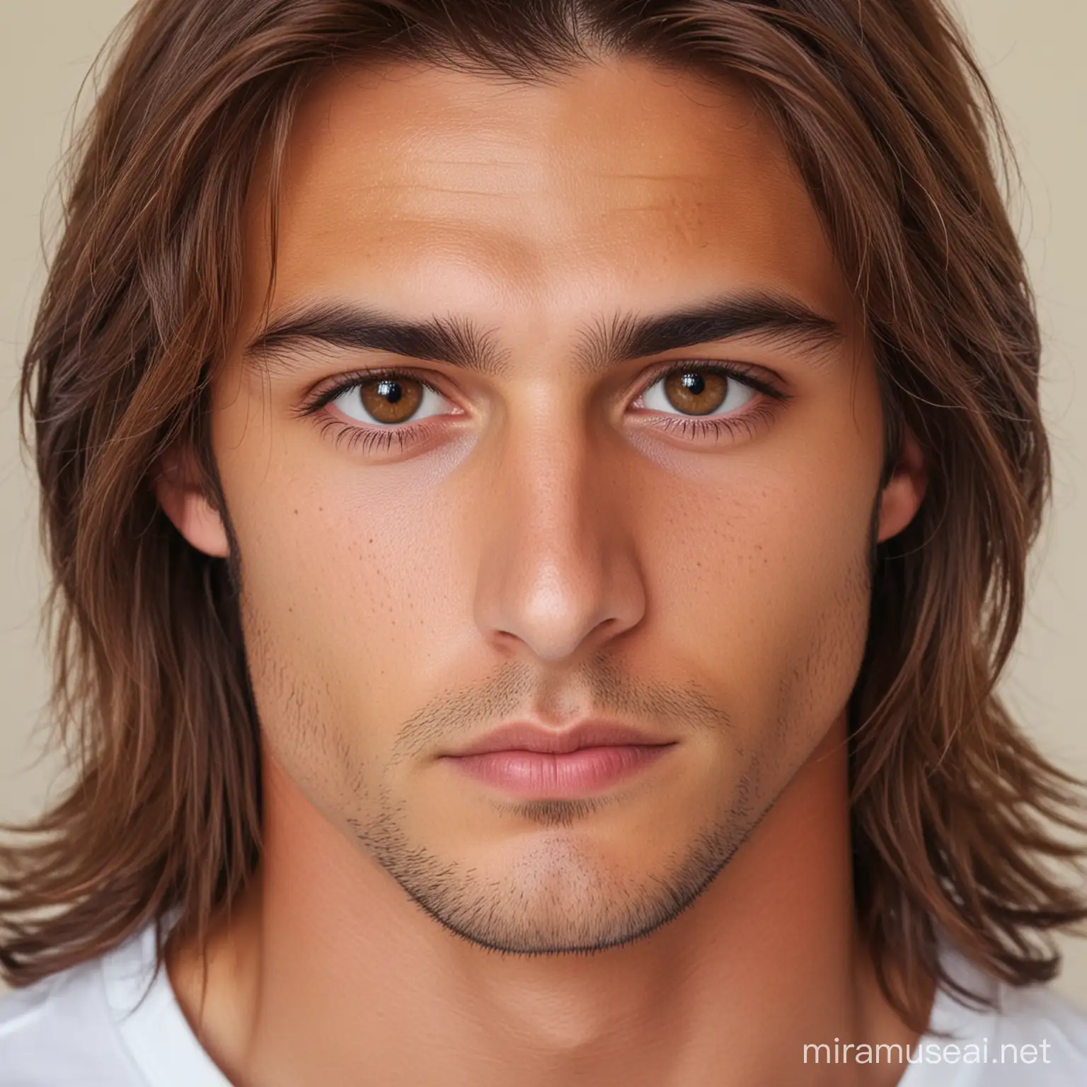 Young Man with Chestnut Hair and Brown Eyes