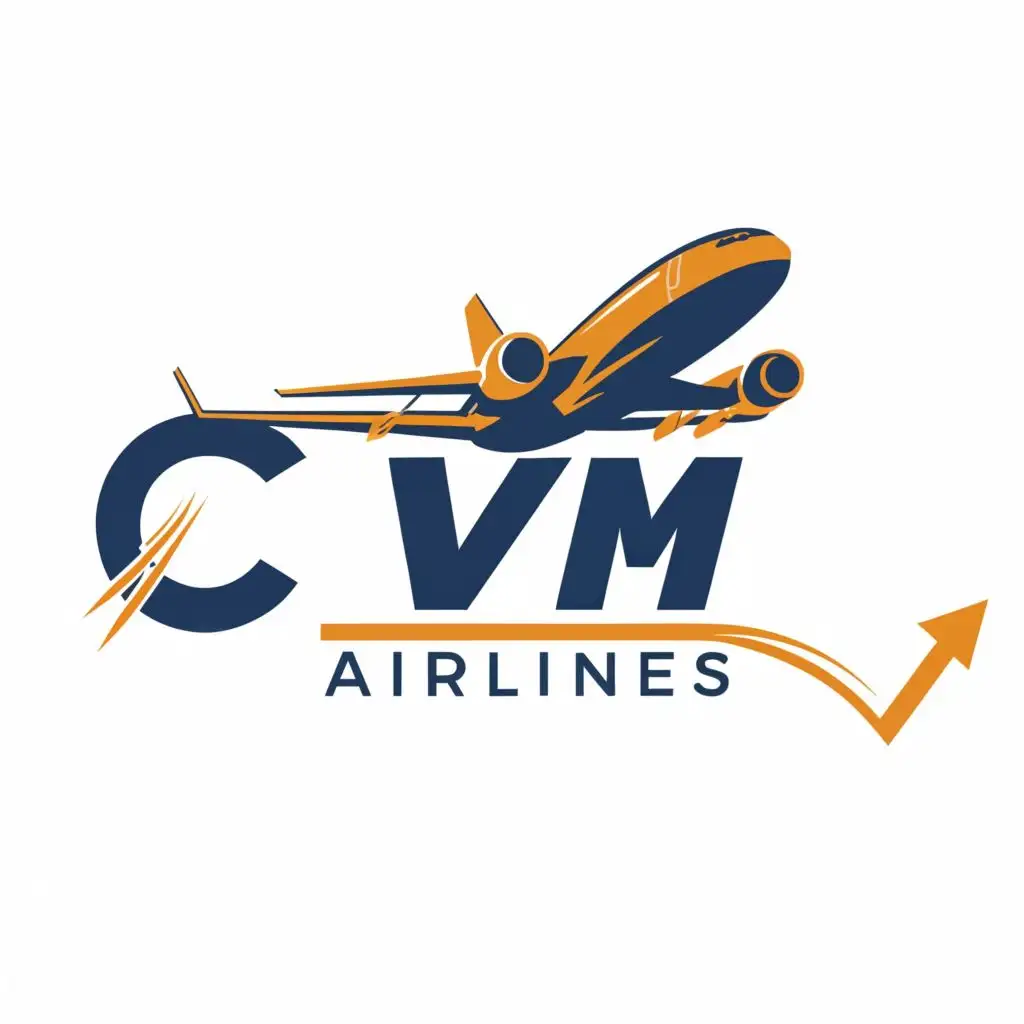 logo, Airplane, with the text "CVM Airlines", typography, be used in Travel industry
