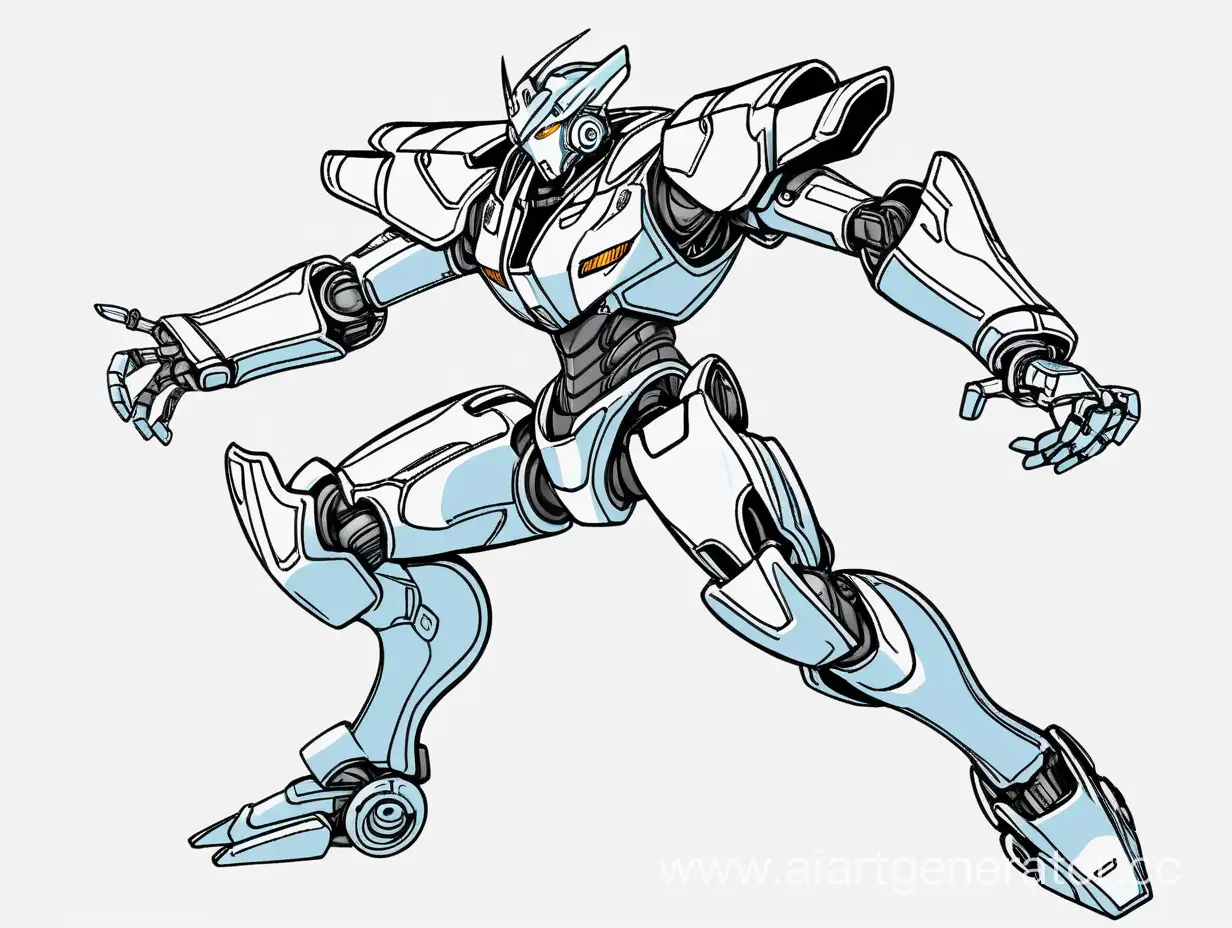 робот боец в аниме стиле, нарисуй его руки отдельно, картинка без фона, вид с боку