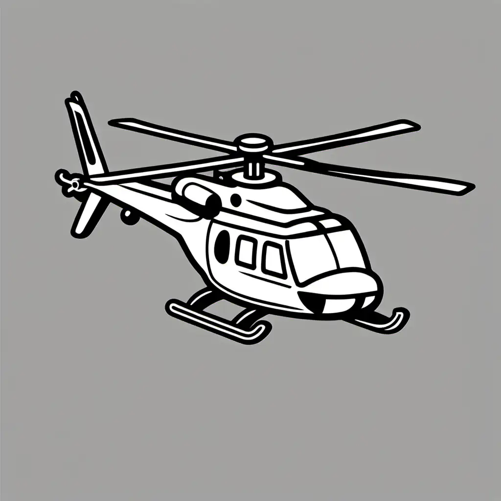 Minimalist Black and White Helicopter Silhouette Art