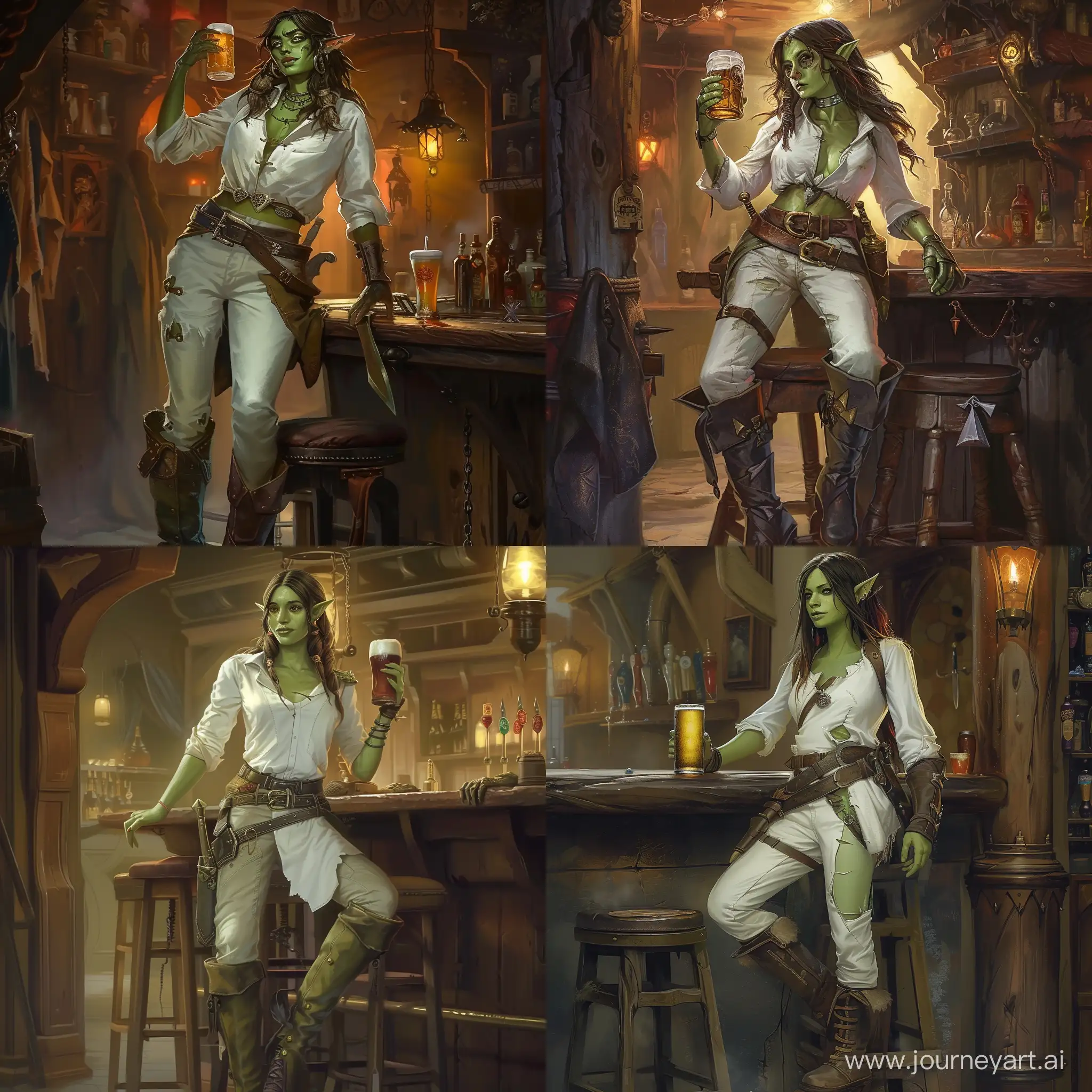 GreenSkinned-Female-Yordle-Enjoying-Beer-on-Bar-Stool-with-Dagger
