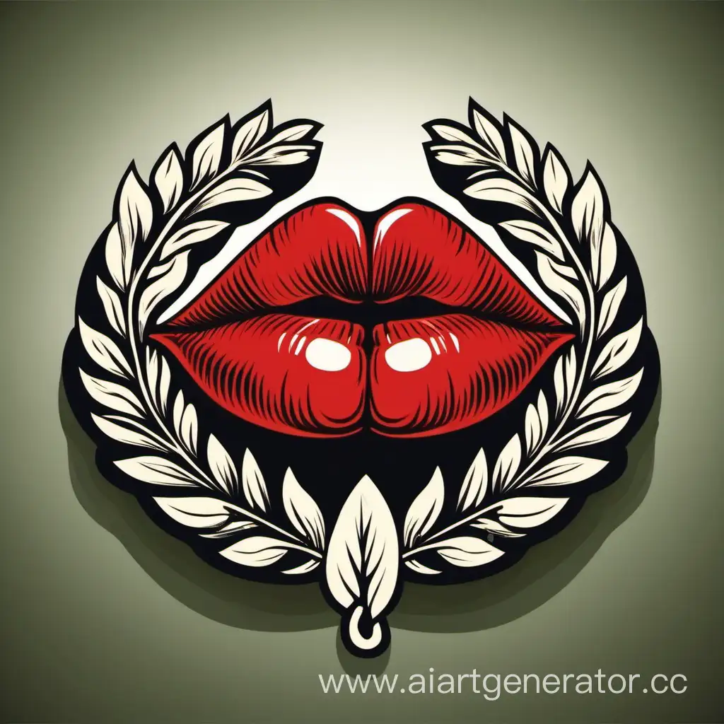 Lips-Emblem-in-Laurel-Wreath-Symbolic-Beauty-and-Triumph