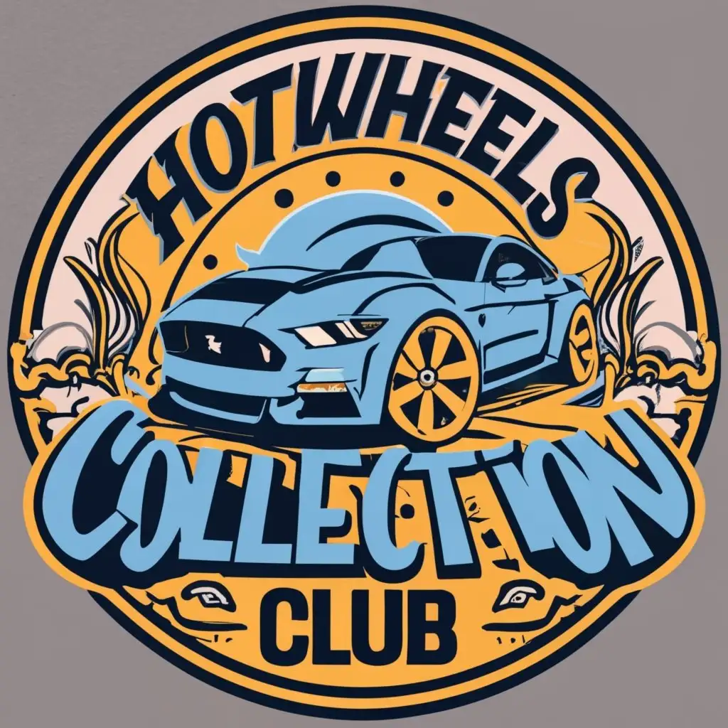logo, hotwheels brand symbol, with the text "hotwheels_collection_club", typography, be used in diecast car industry make it more attractive and stylish and with a detailed car image of mustang gt 500 in center
make it more realistic and with hd quality