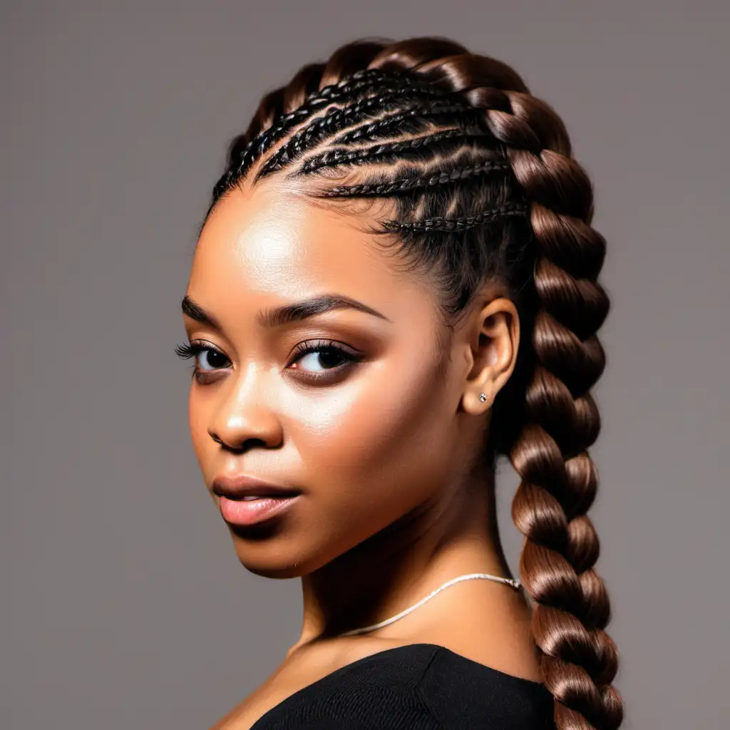 African American Woman with Stylish Braided Hairstyle