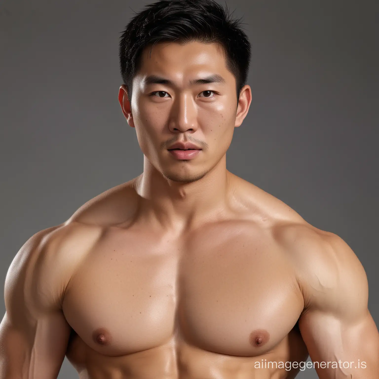 Muscular Asian and Caucasian Men in Intimate Photorealistic Scene | AI  Image Generator