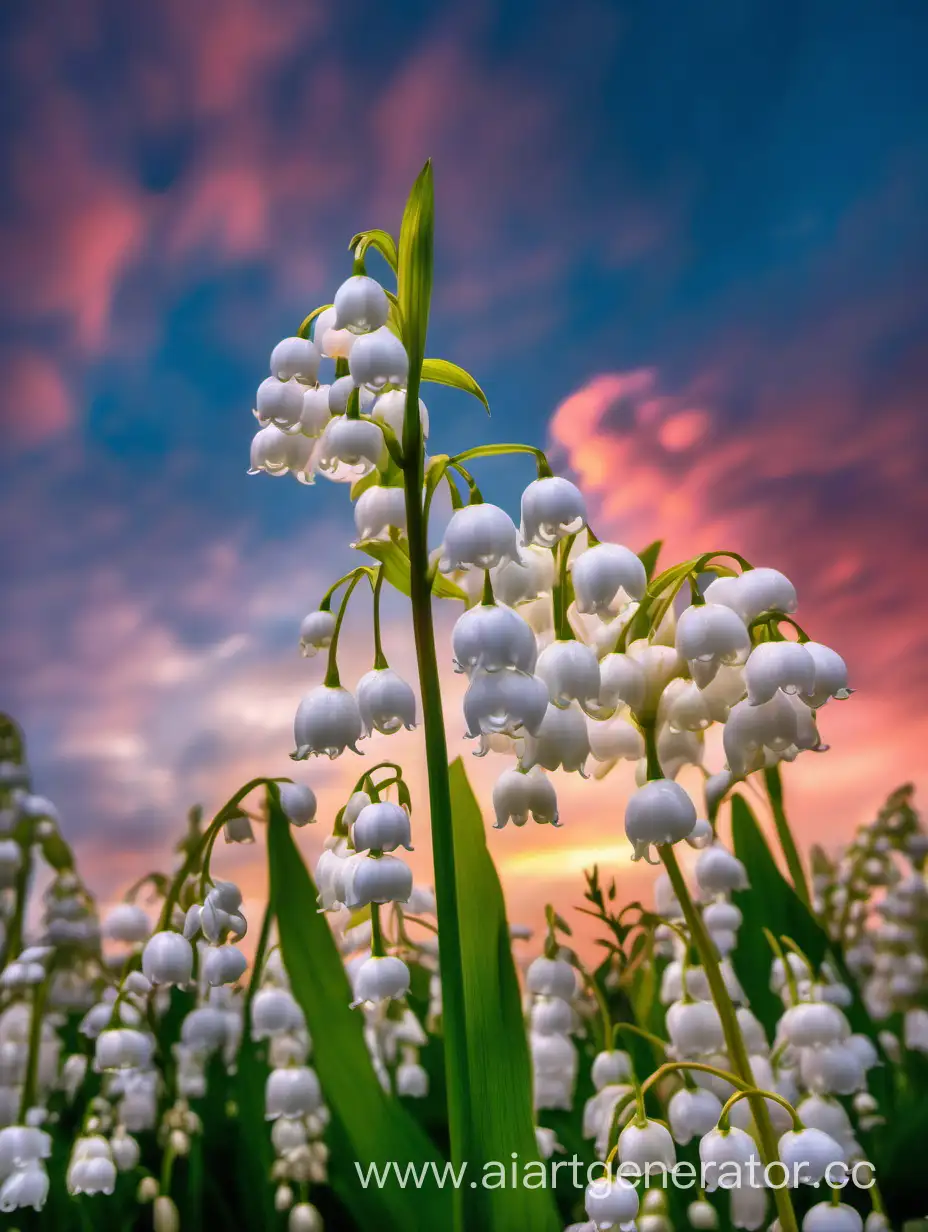 Enchanting-Spring-Landscape-with-Blooming-Convallaria-majalis-and-Multicolored-Sky