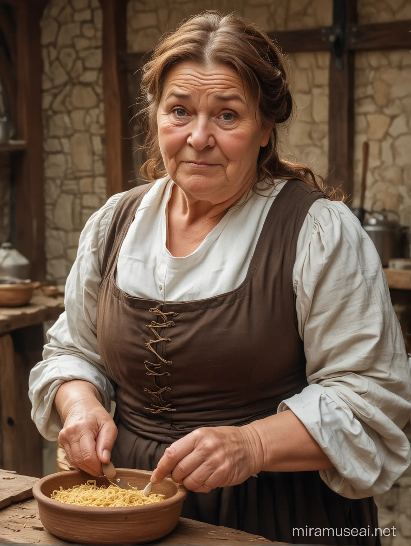 Medieval Old Cook with Robust Build and Brown Hair