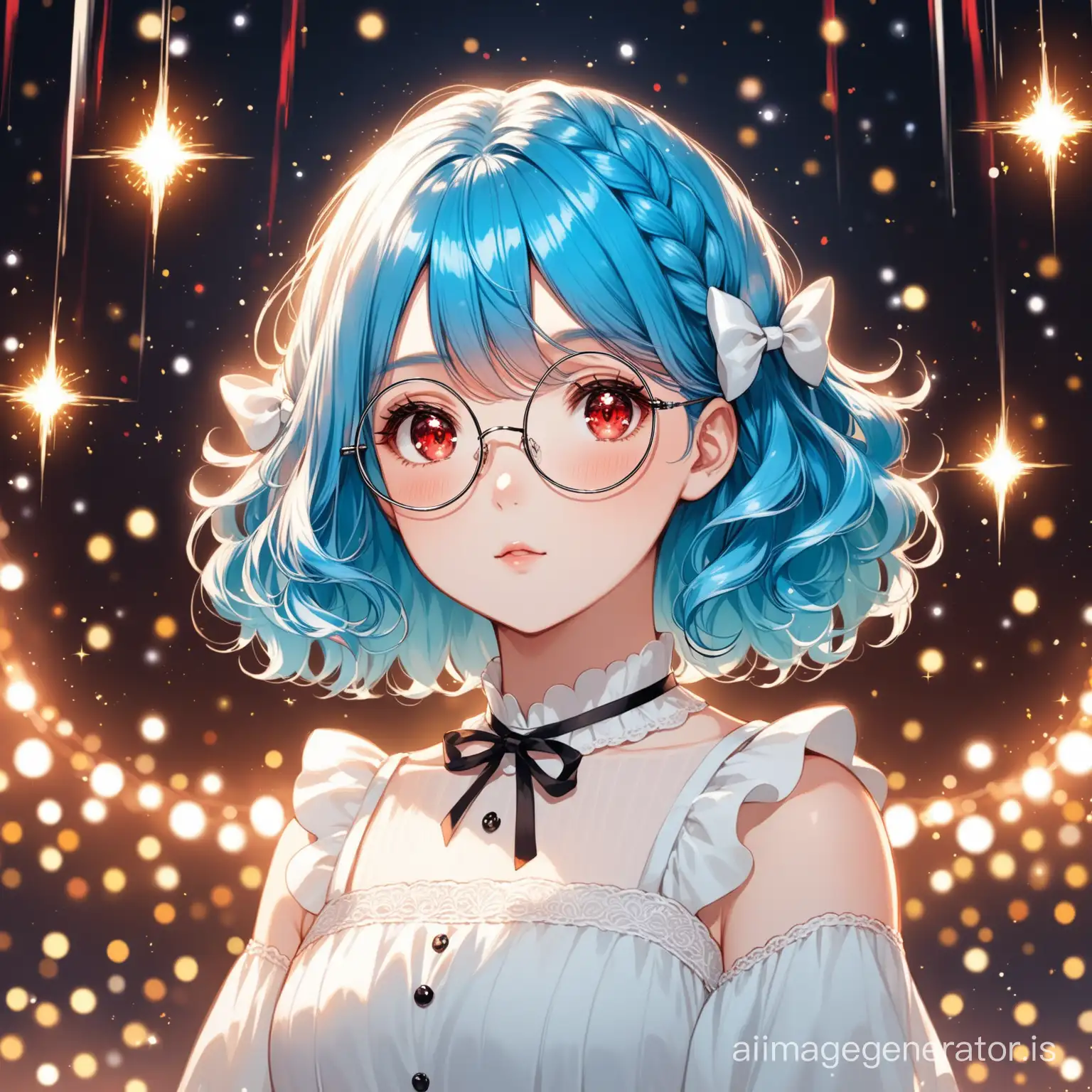 Ethereal Girl with Blue Hair in Monochrome Elegance | AI Image Generator