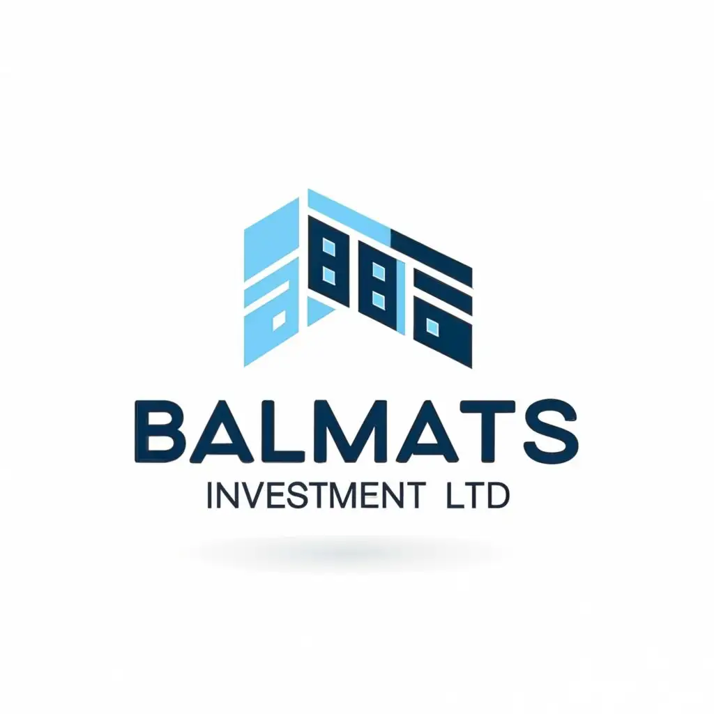 logo, blue color, with the text "Balmats Investment Ltd", typography, be used in Real Estate industry