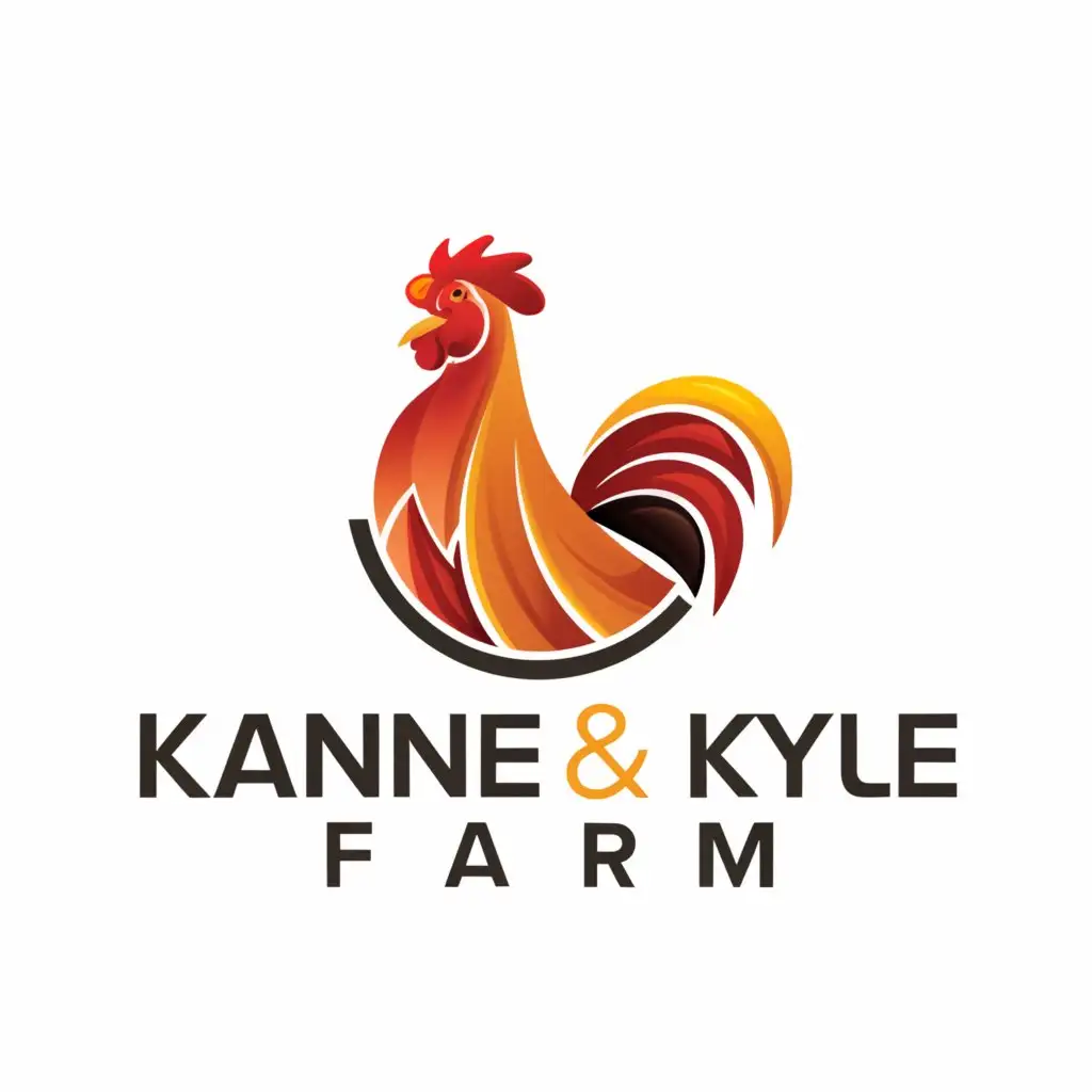 a logo design,with the text "Kiane&Kyle Farm", main symbol:Rooster,Moderate,clear background