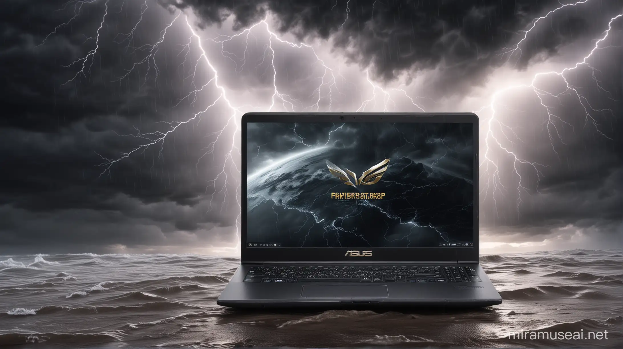 Immersive marketing campaign featuring ASUS laptop in a powerful storm theme