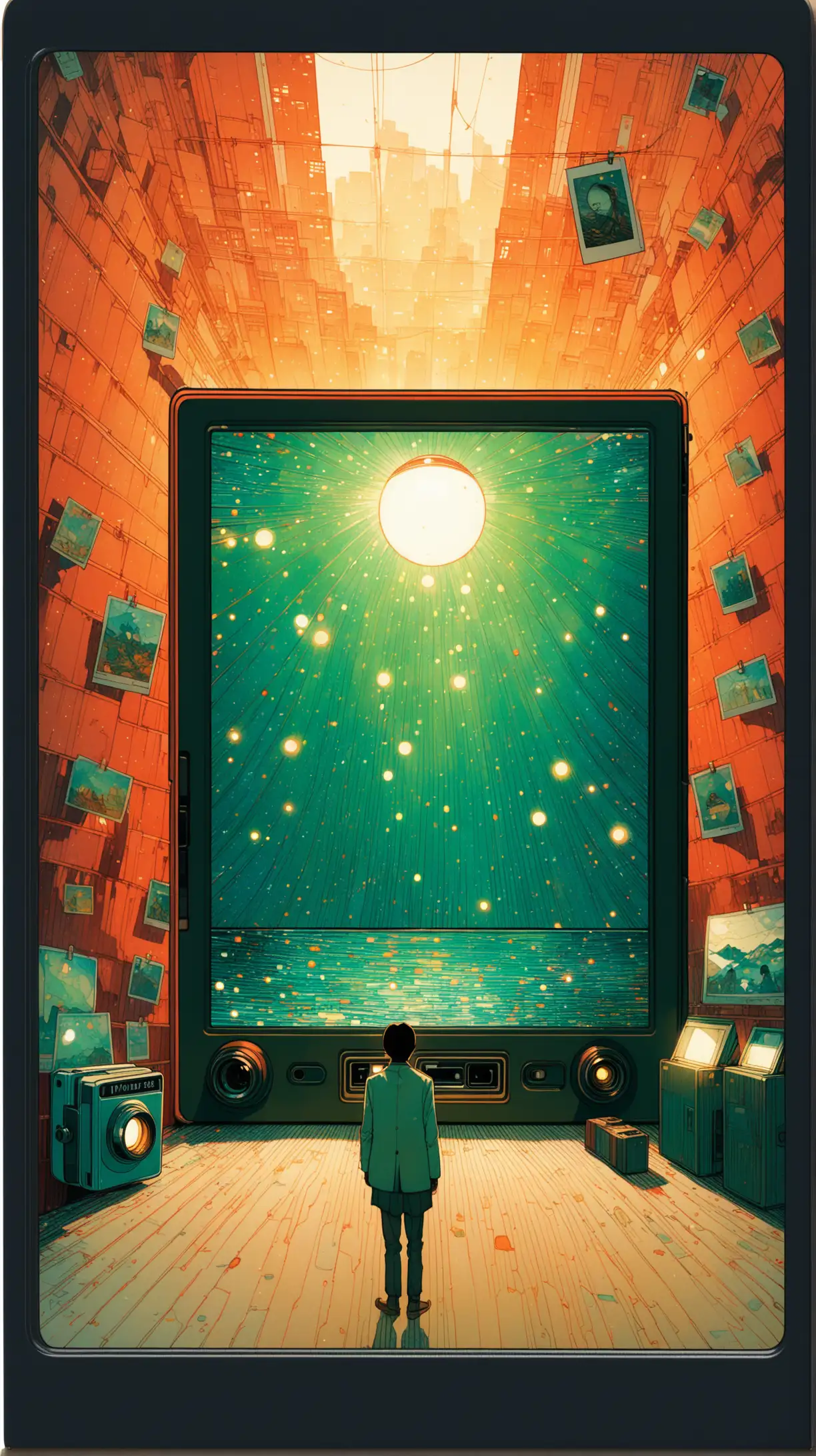  8k, ray tracing, LED, art by Zeng Fanzhi, creepy, by Victto Ngai, instax, screen, enosis, busy