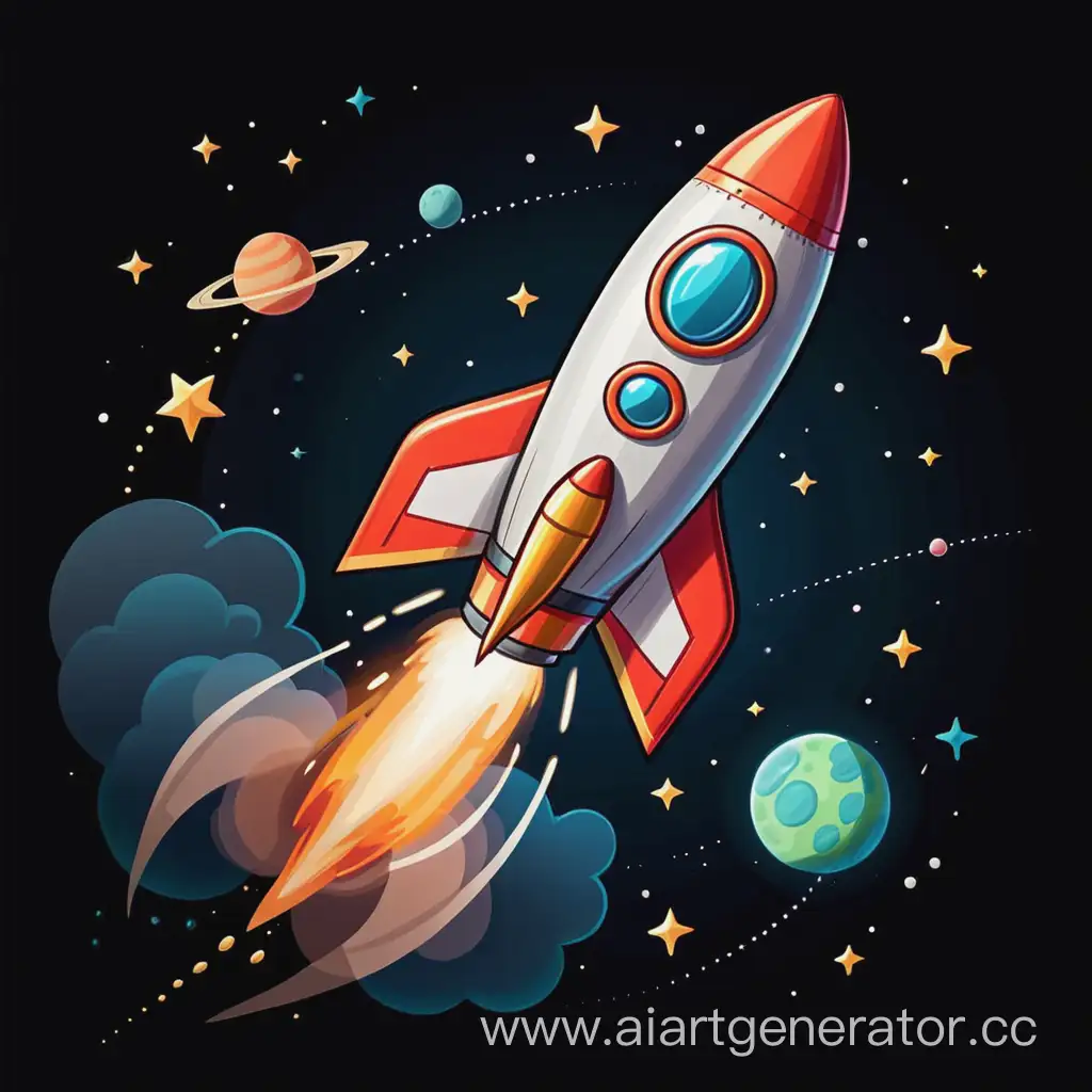 Colorful-Cartoon-Rocket-Blasting-Off-into-Space