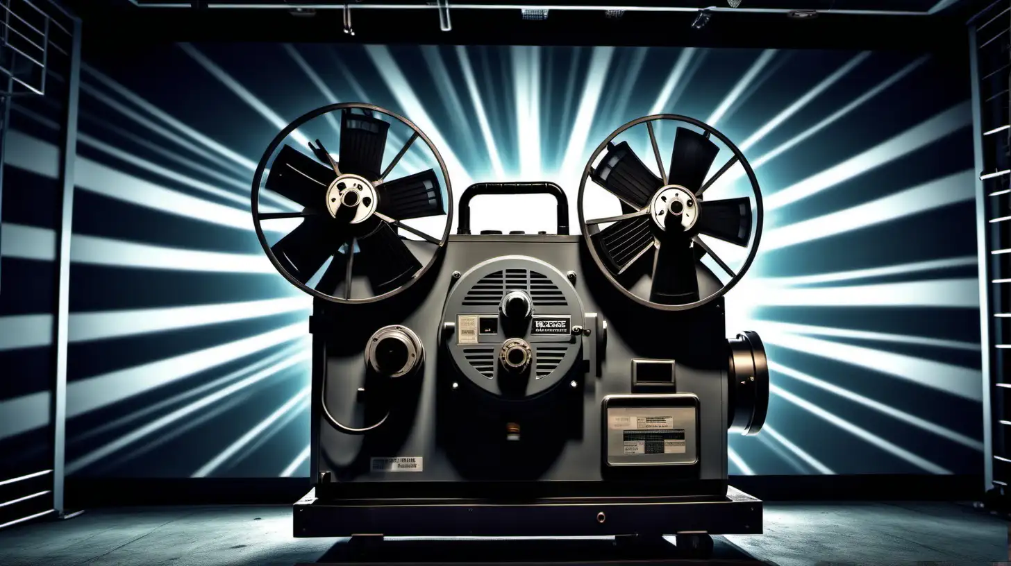 Muscular Film Projector Intense Drama with Company Logo