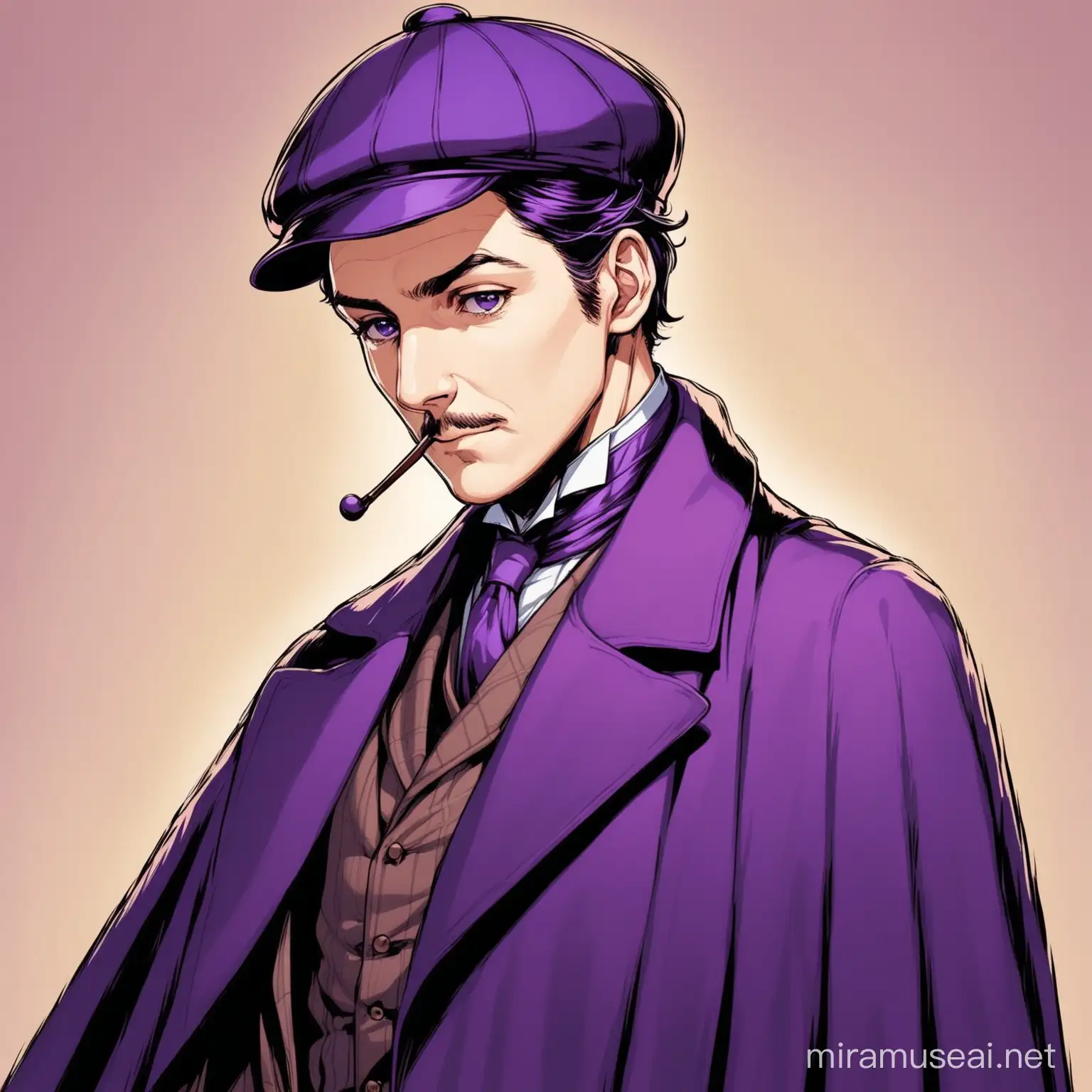 Sherlock Holmes in Purple Hat Detective Portrait