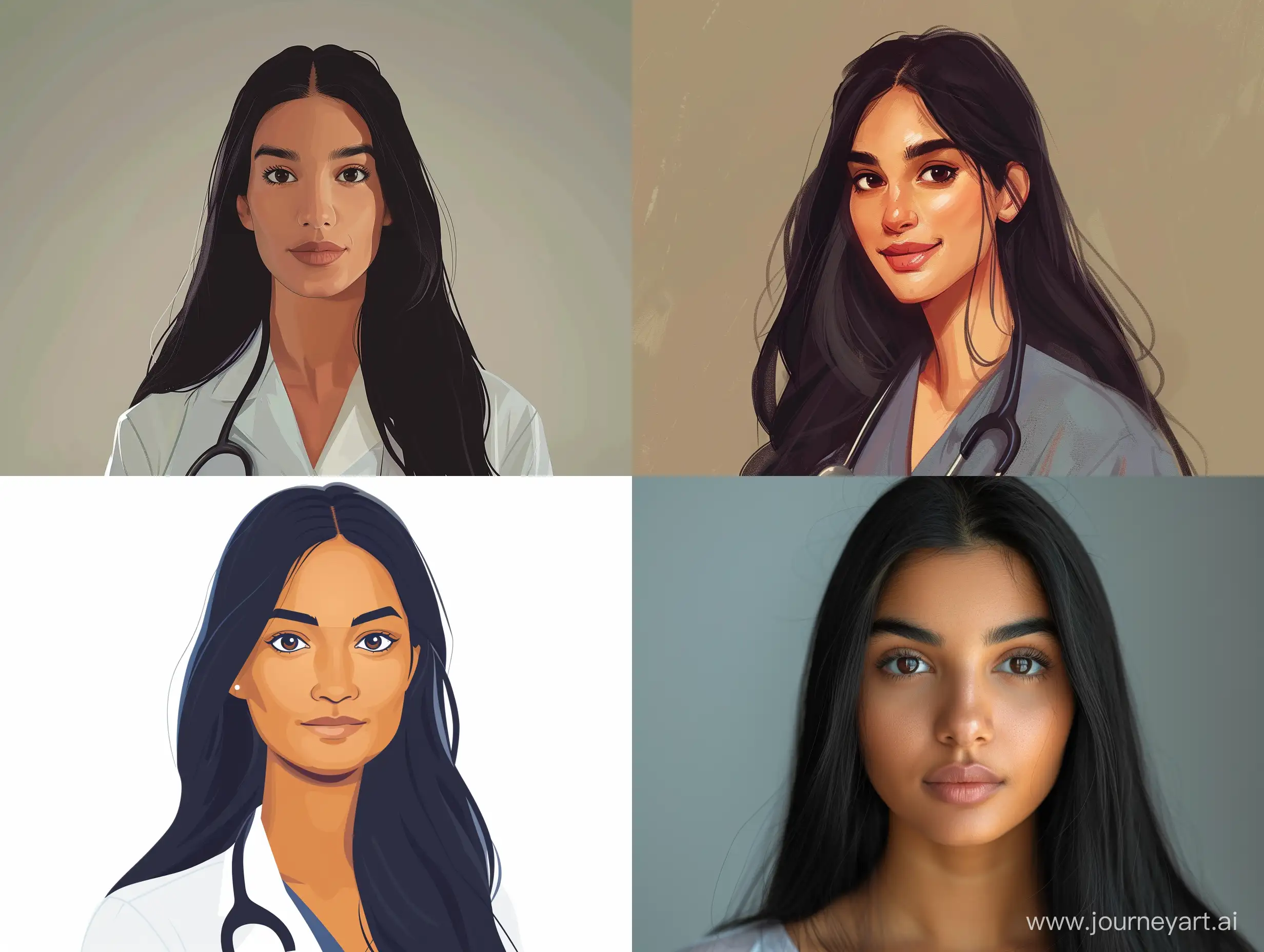 Young-Female-Doctor-with-Long-Black-Hair-in-Complete-Image