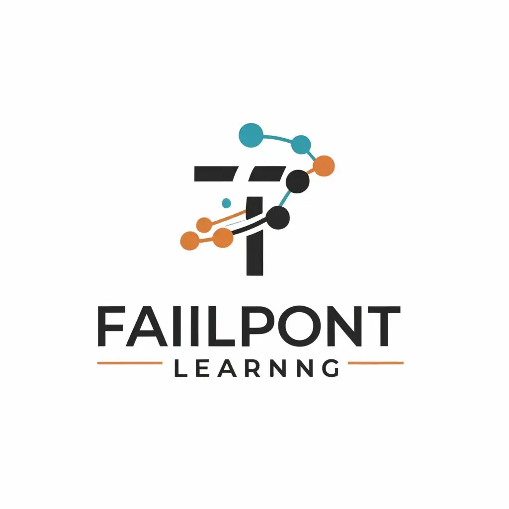 a logo design,with the text "Failpoint Learning", main symbol:"F" with atomic orbits around it,Moderate,be used in Education industry,clear background