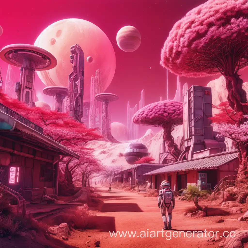 Futuristic-Cyberpunk-Oasis-Psychedelic-Mars-Landscape-with-Japanese-Sakura-Trees-and-Marijuana-Farms