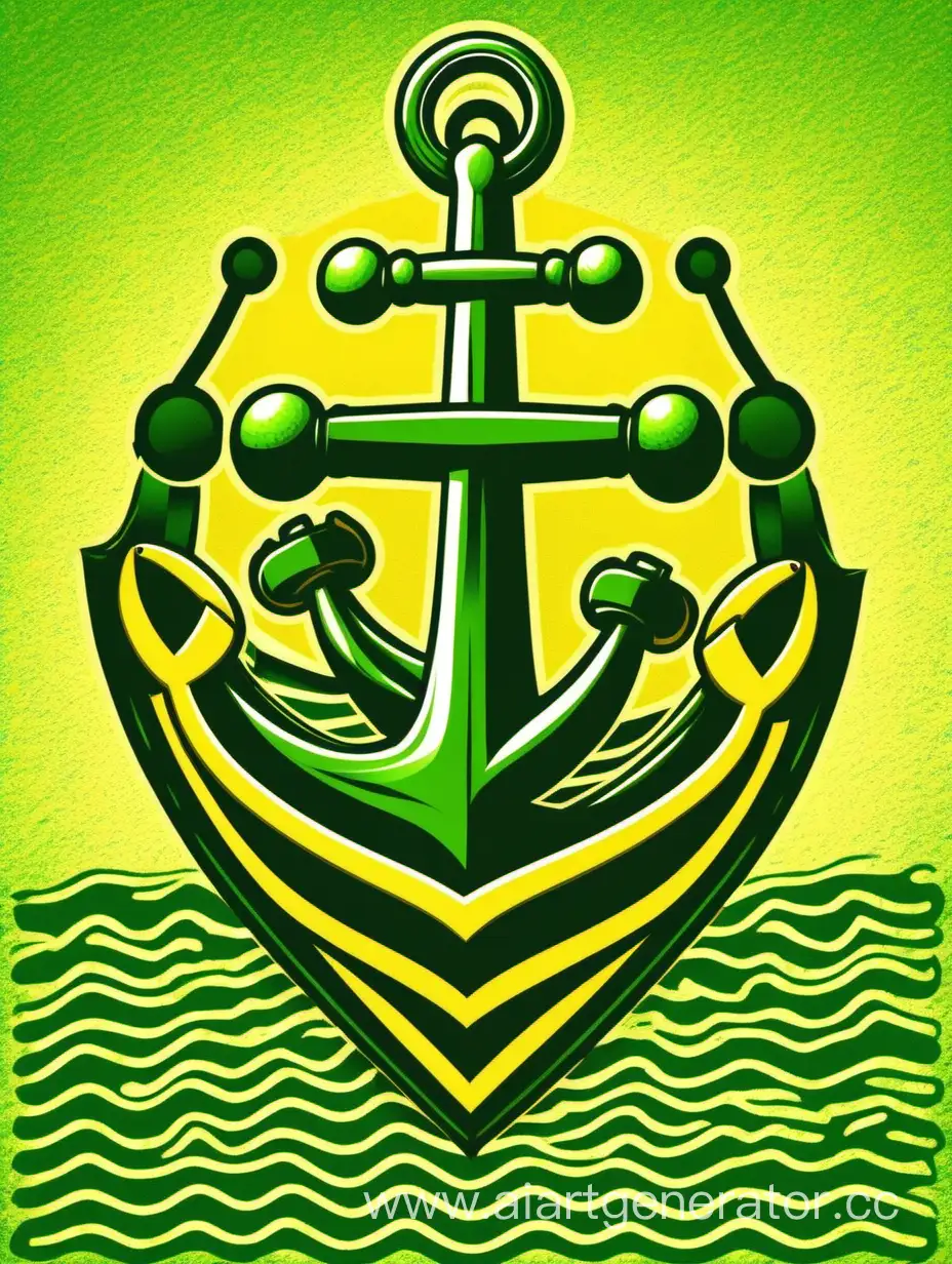 YellowGreen-Football-Team-Emblem-with-Boat-and-Anchor