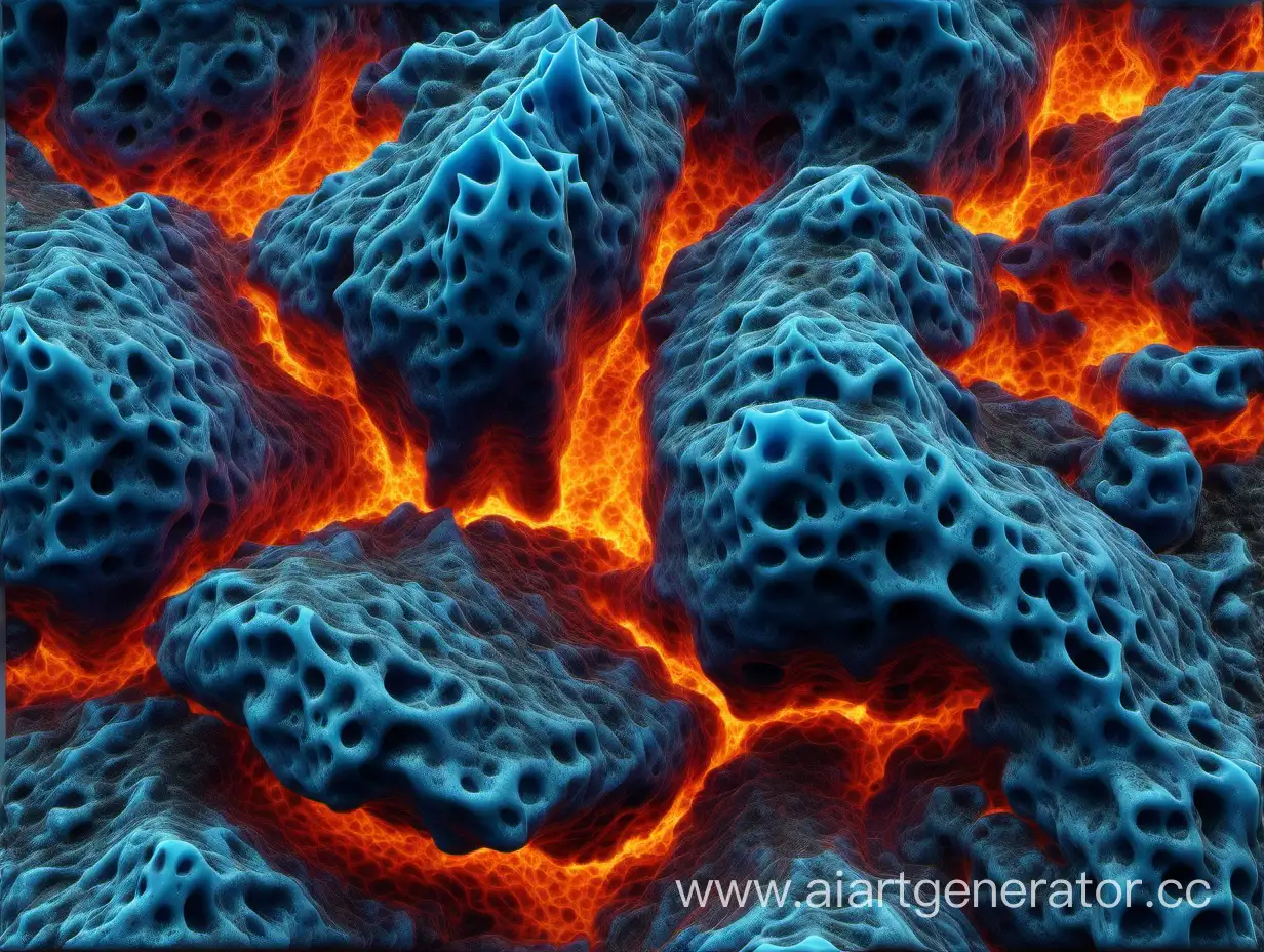 simple photo of a 3D flame texture, made of blue lava.