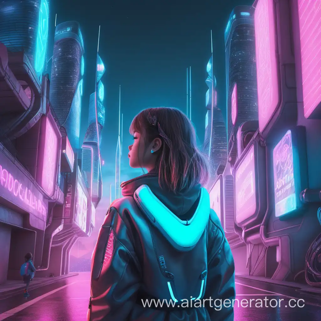 Futuristic-Cityscape-Girl-Gazing-into-the-Neon-Horizon