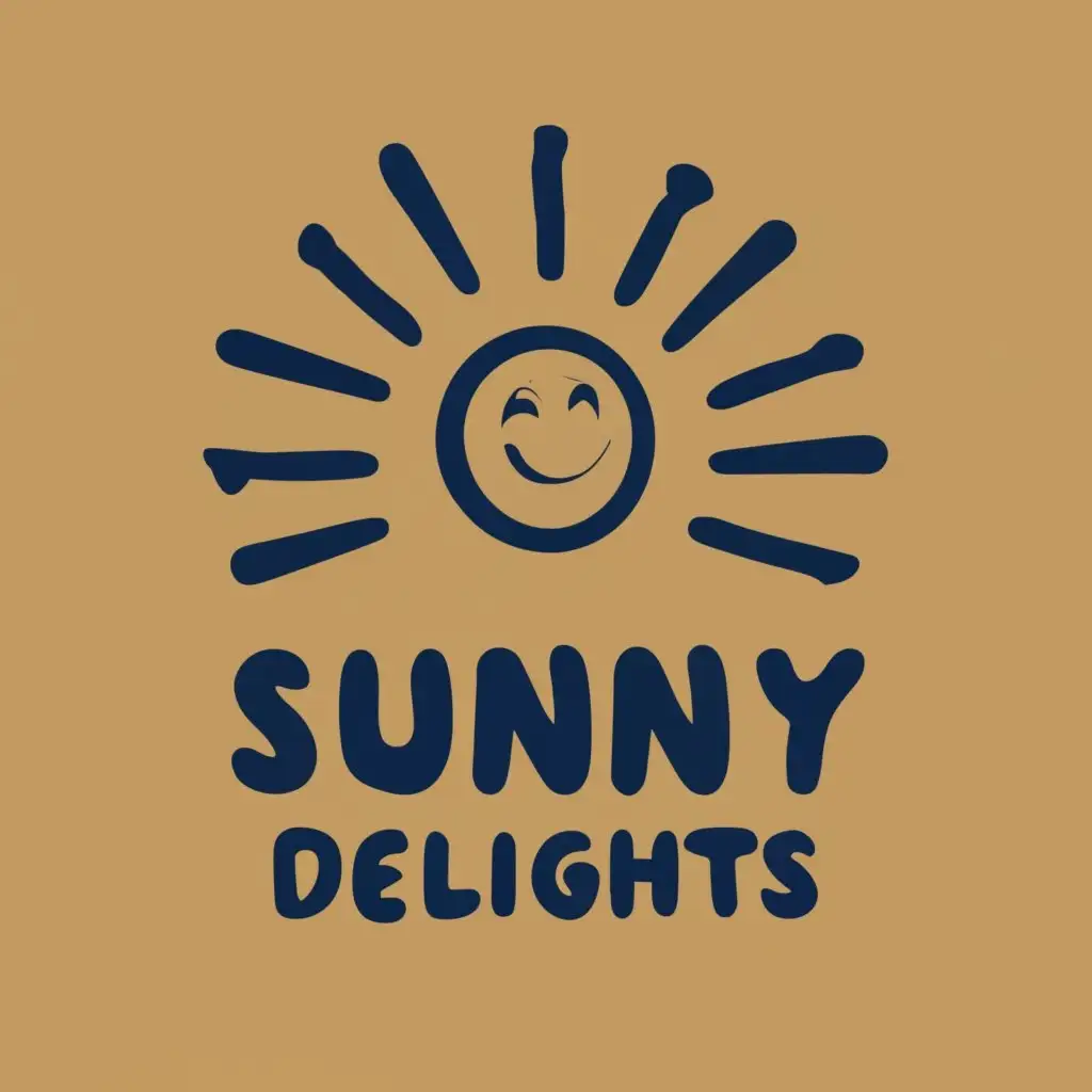 logo, A logo featuring a smiling sun evoking feelings of warmth and, joy and positivity associated with the company products, with the text "Sunny delights ", typography, be used in Retail industry