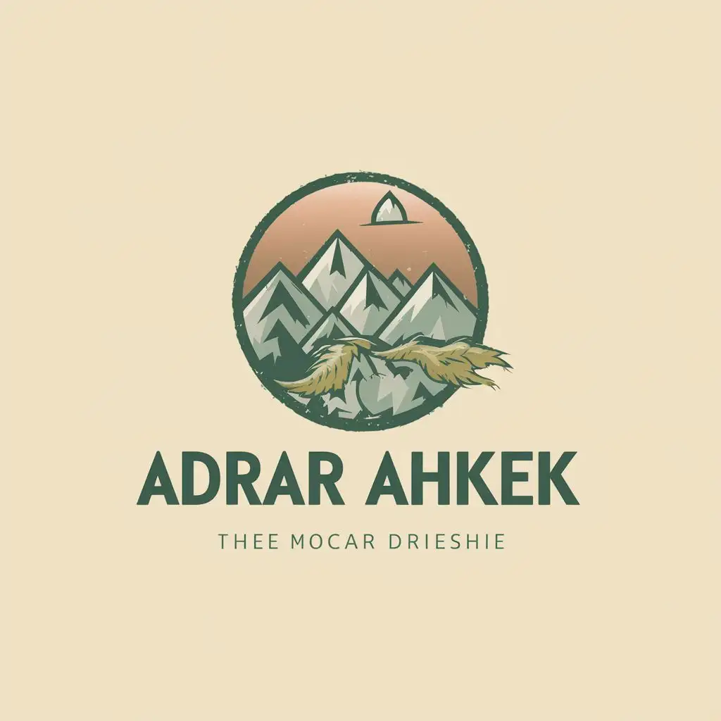 logo, mountain
oasis
siwa
nature, with the text "Adrar Ahkek", typography, be used in Travel industry