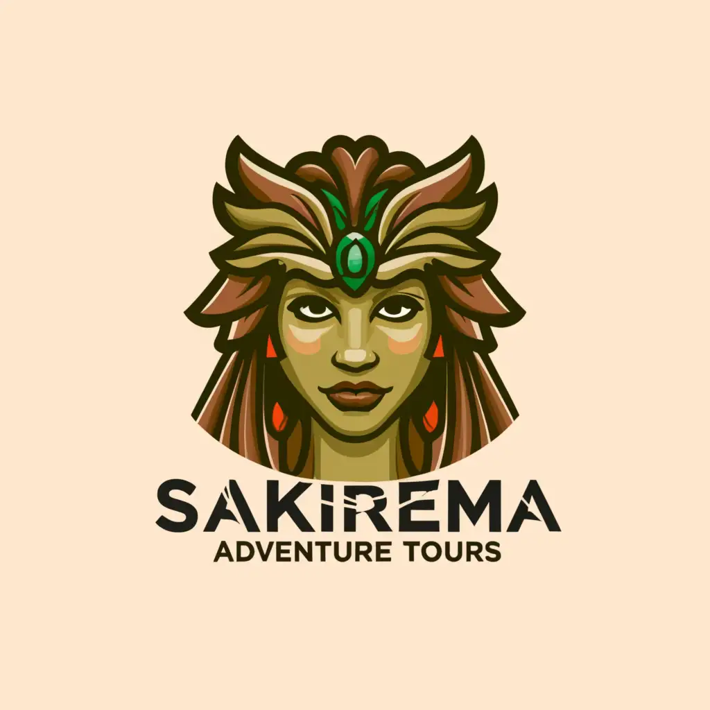 LOGO-Design-For-Sakirema-Adventure-Tours-Enchanting-Jungle-Goddess-with-Tribal-Face-Paint