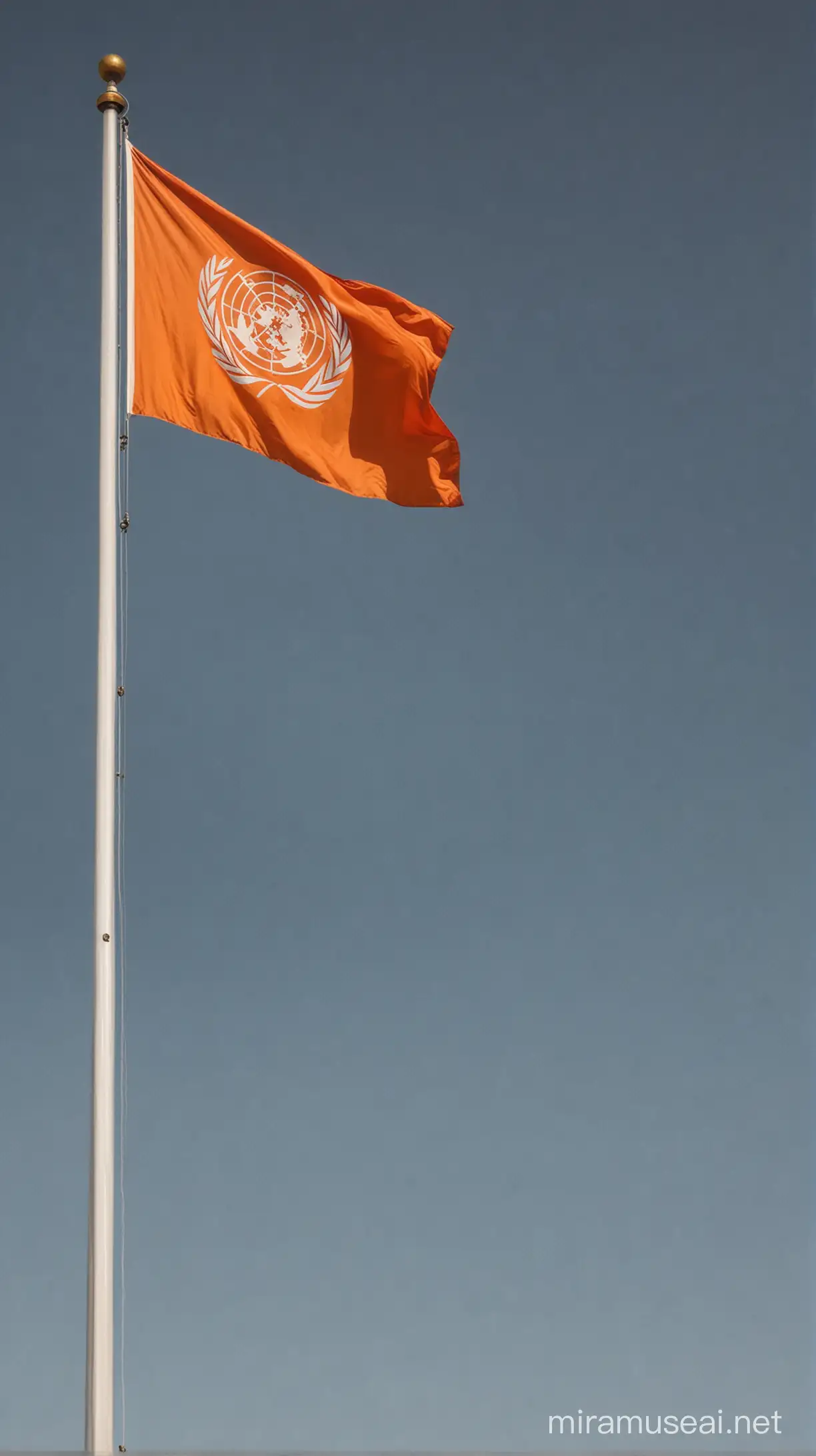 United Nations Flag in Vibrant Orange