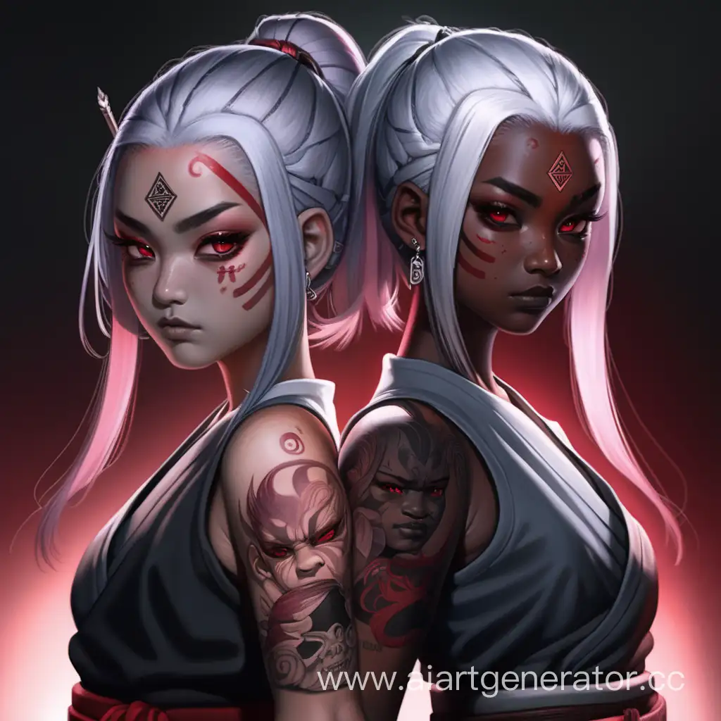 Mystical-Twin-Samurai-with-Silver-and-Crimson-Hair-Ruby-Eyes-and-Magical-Tattoos