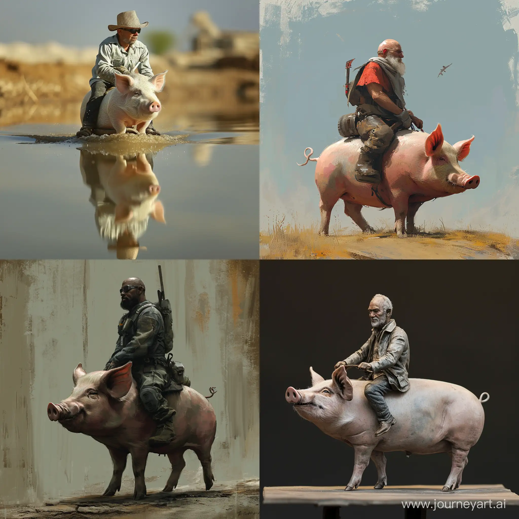 Man-Riding-Pig-Whimsical-Adventure-with-a-Playful-Twist