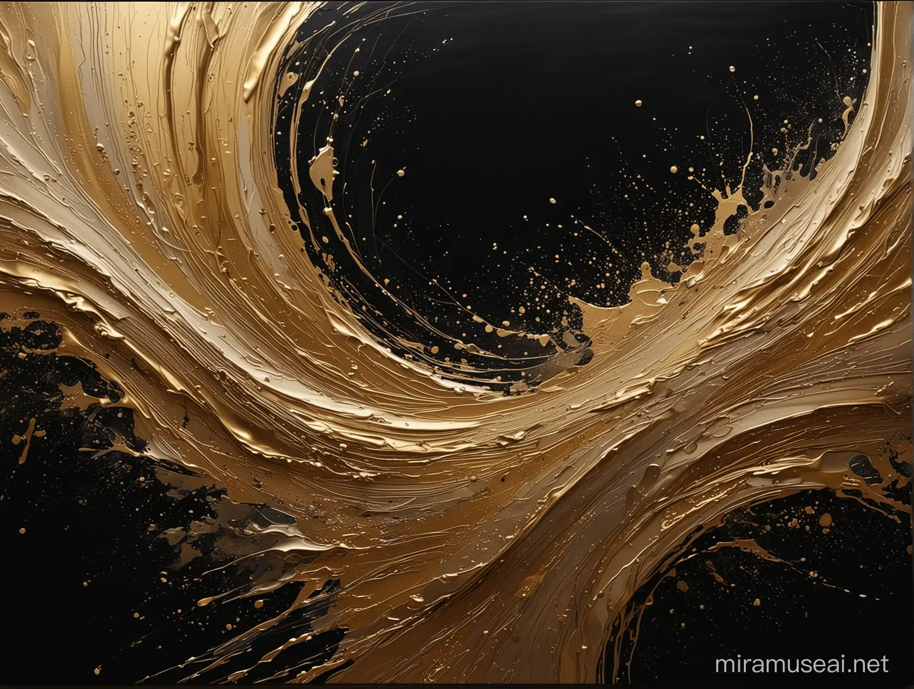 Elegant Golden Lines on Black Canvas Abstract Artwork