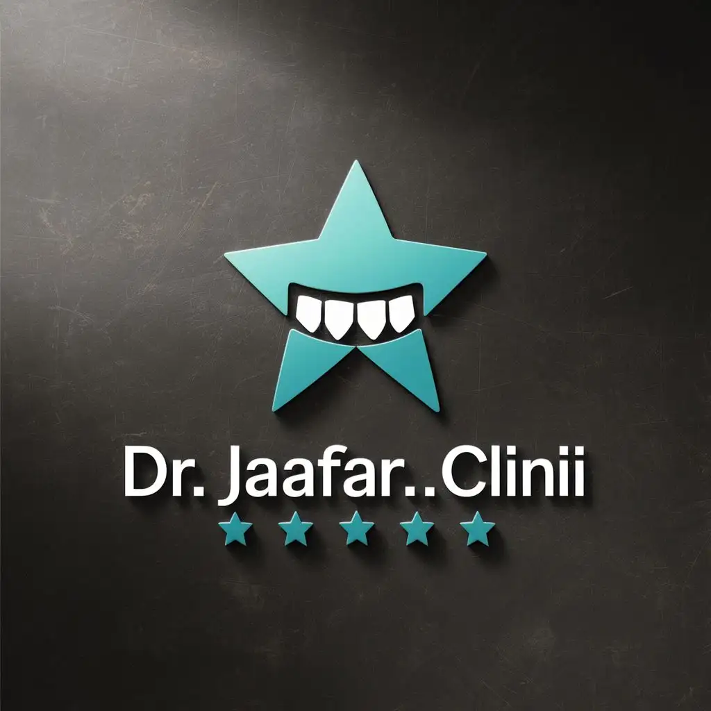 logo, Teeth, star, with the text "DR.Jaafar.Clinic", typography, be used in Medical Dental industry