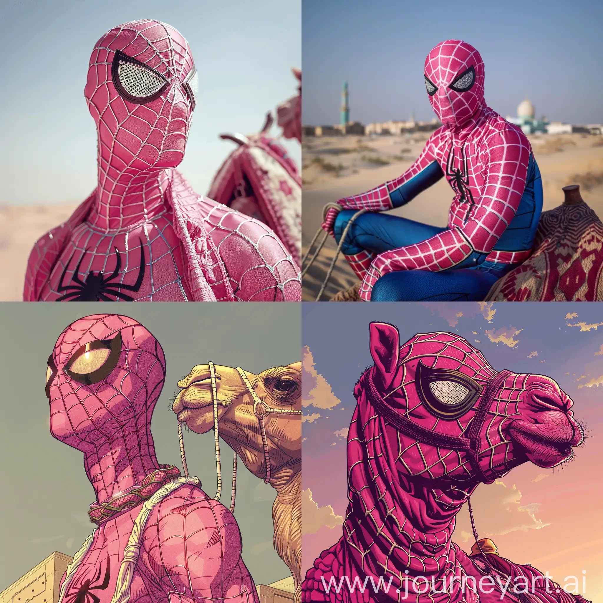 SpiderMan-Themed-Pink-Camel-with-Vibrant-Action-Pose