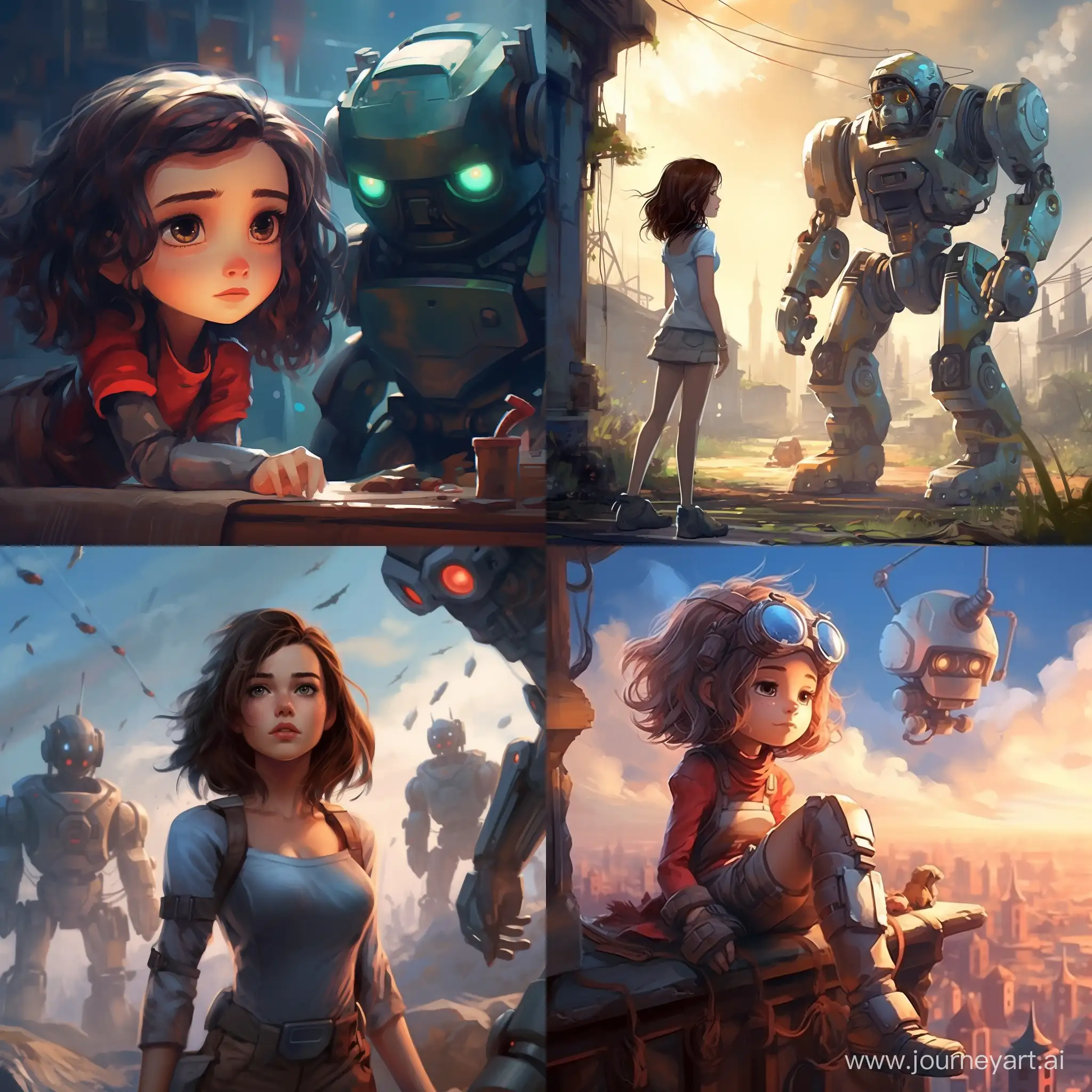  cute robot girl, Arnold, Atmospheric perspective