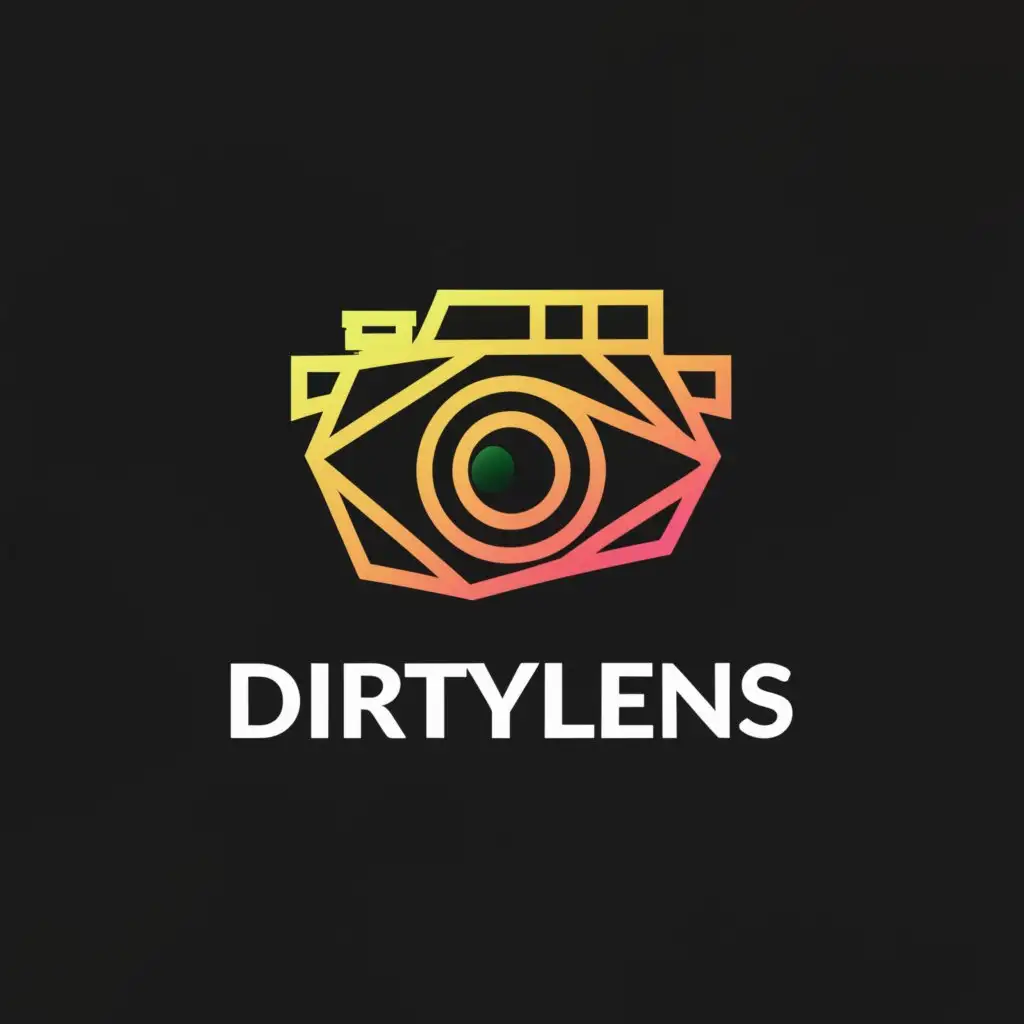 a logo design,with the text "dirtyLens", main symbol:camera, lens, film can,Moderate,be used in Entertainment industry,clear background